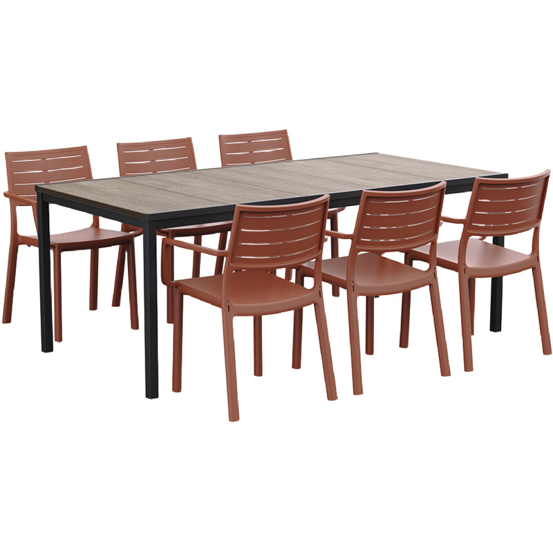 Een afbeelding van Keter Lissabon 200 6x stoel terracotta