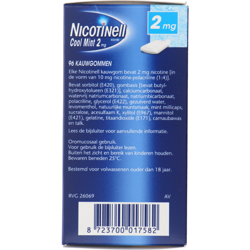 Een afbeelding van Nicotinell Cool mint 2mg nicotine kauwgom