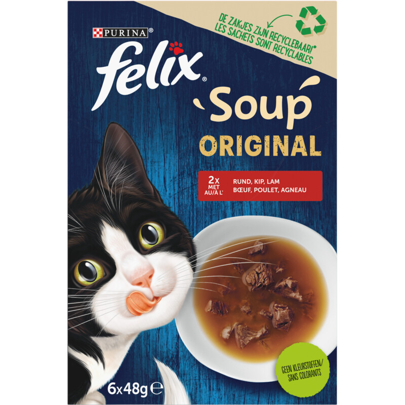 Een afbeelding van Felix Soup original met rund kip lam