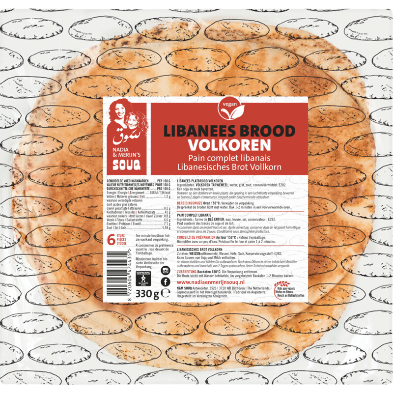 Een afbeelding van Souq Libanees brood met volkoren tarwemeel