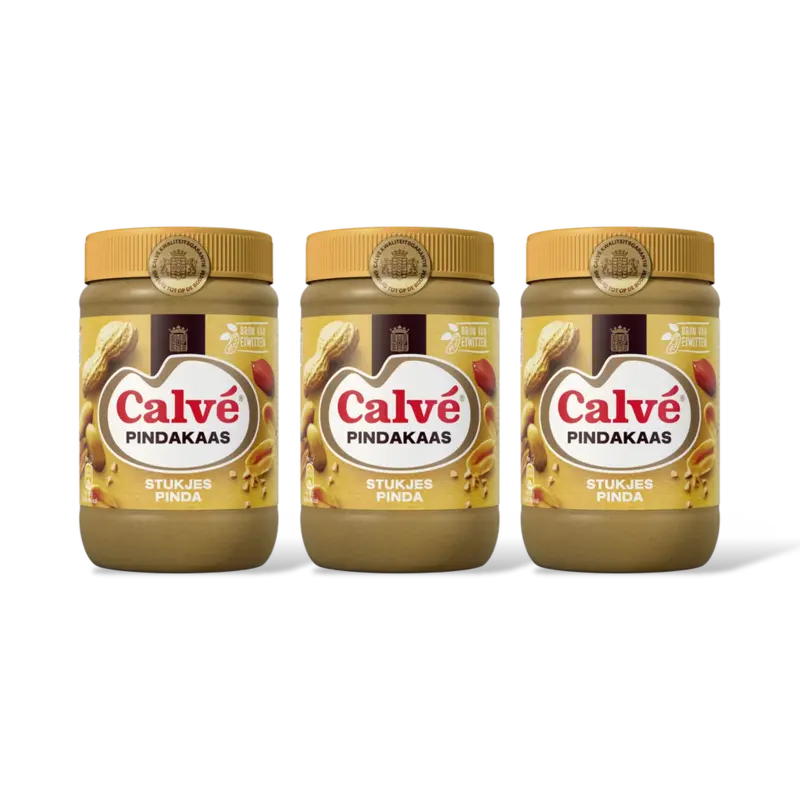 Pindakaas met stukjes pinda 3pack