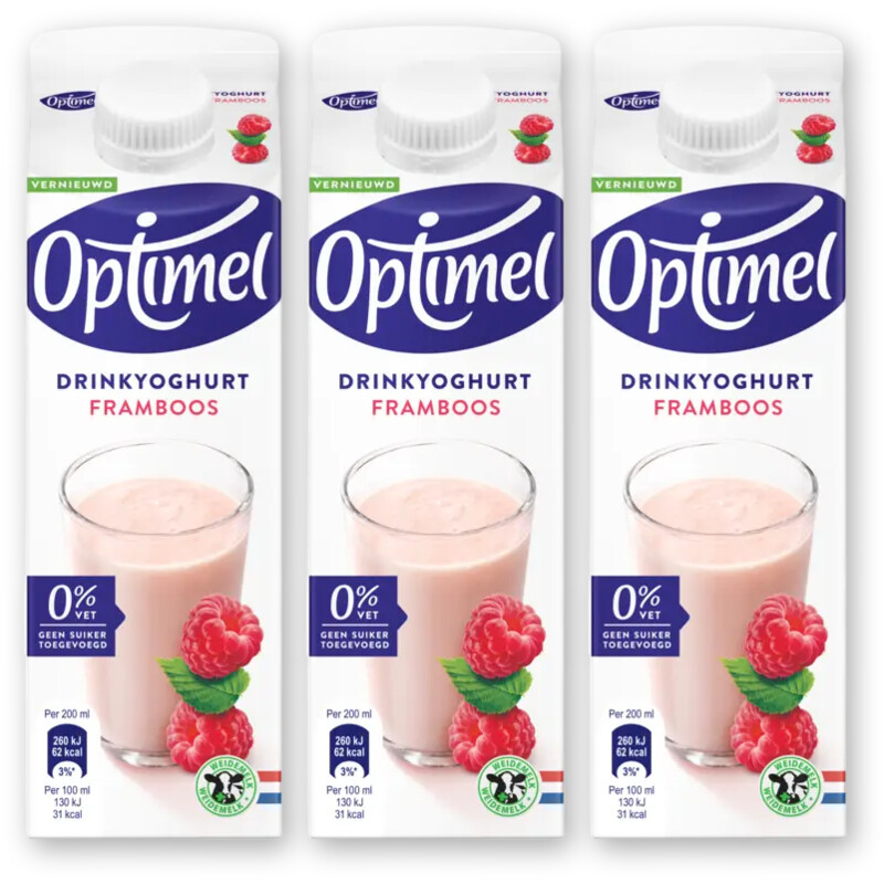 Optimel Drinkyoghurt framboos 3-pack