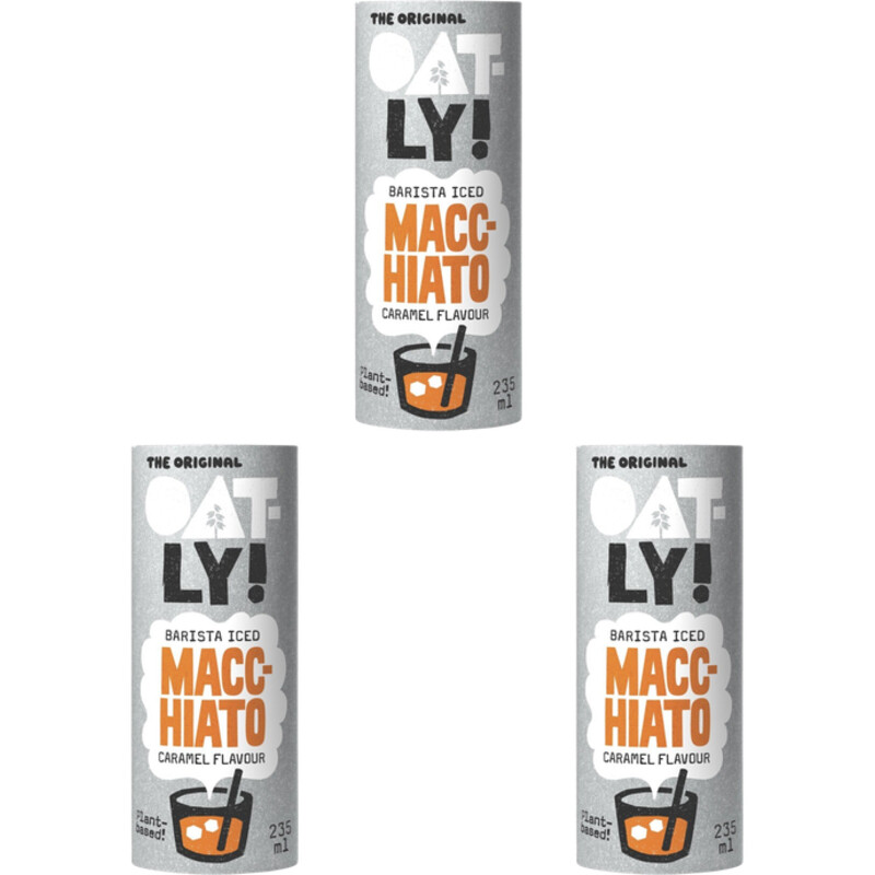 Een afbeelding van Oatly! Barista iced macchiato caramel 3-pack