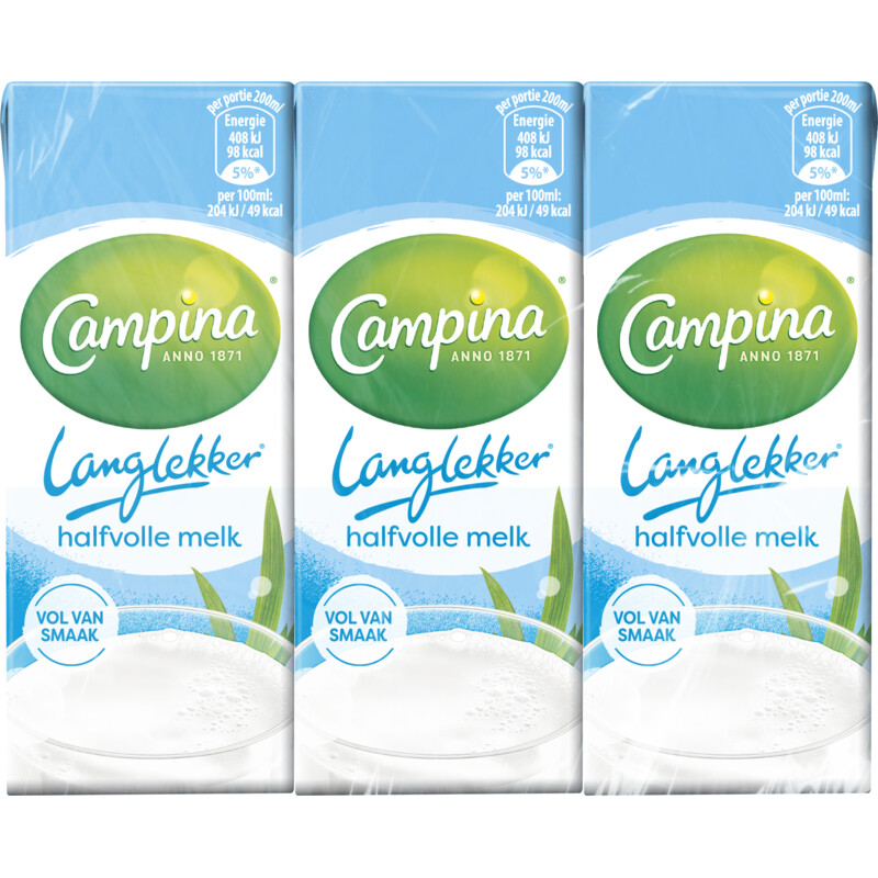 Een afbeelding van Campina Langlekker halfvolle melk 6-pack