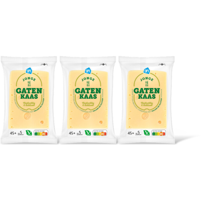 AH Jonge gatenkaas 45+ plakken 3-pack