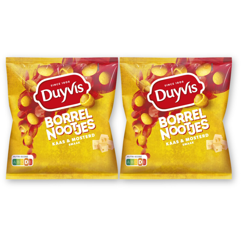 Duyvis Borrelnootjes kaas & mosterd smaak 2pack