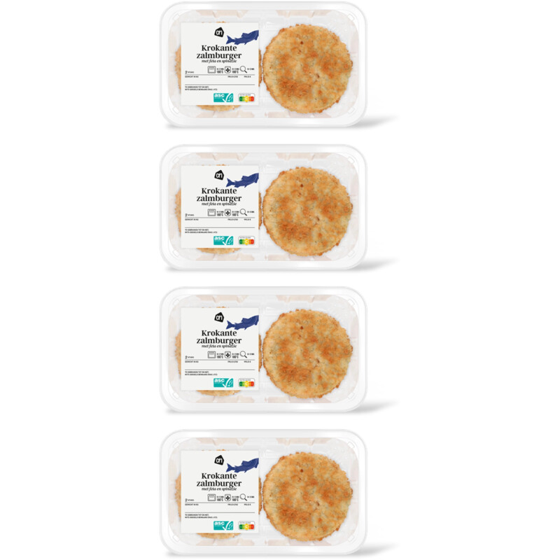 AH Krokante zalmburger feta spinazie 4-pack