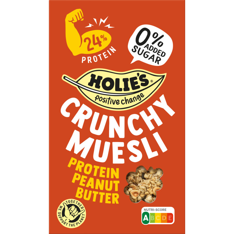 Een afbeelding van Holie's Crunchy muesli protein peanut butter