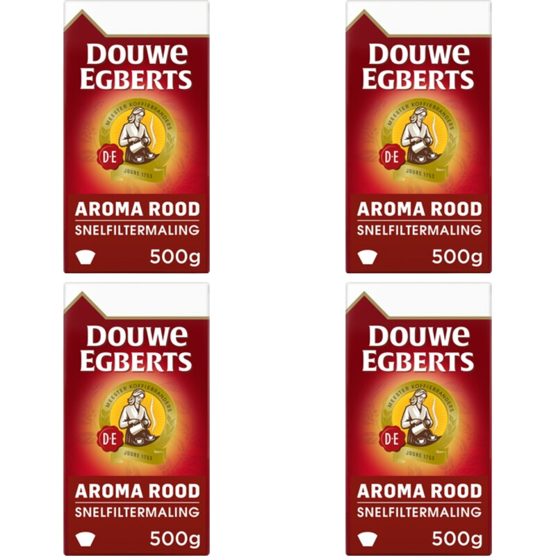 Een afbeelding van Douwe Egberts Aroma rood snelfiltermaling 4-pack
