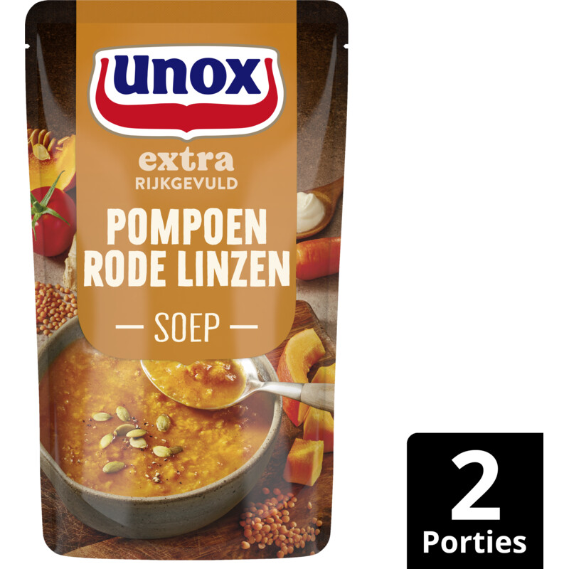Een afbeelding van Unox Pompoen rode linzensoep