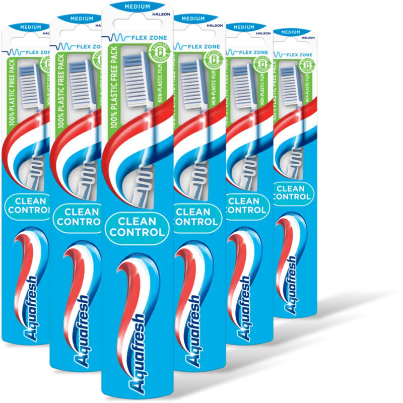 Aquafresh Clean control medium tandenborstel 6pack
