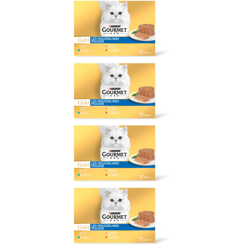 Gourmet Gold mousse kip zalm niertjes konijn 4pk