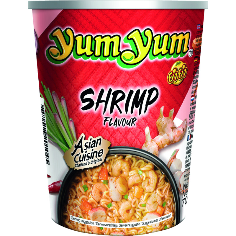 Een afbeelding van Yum Yum Shrimp flavour instant noodles