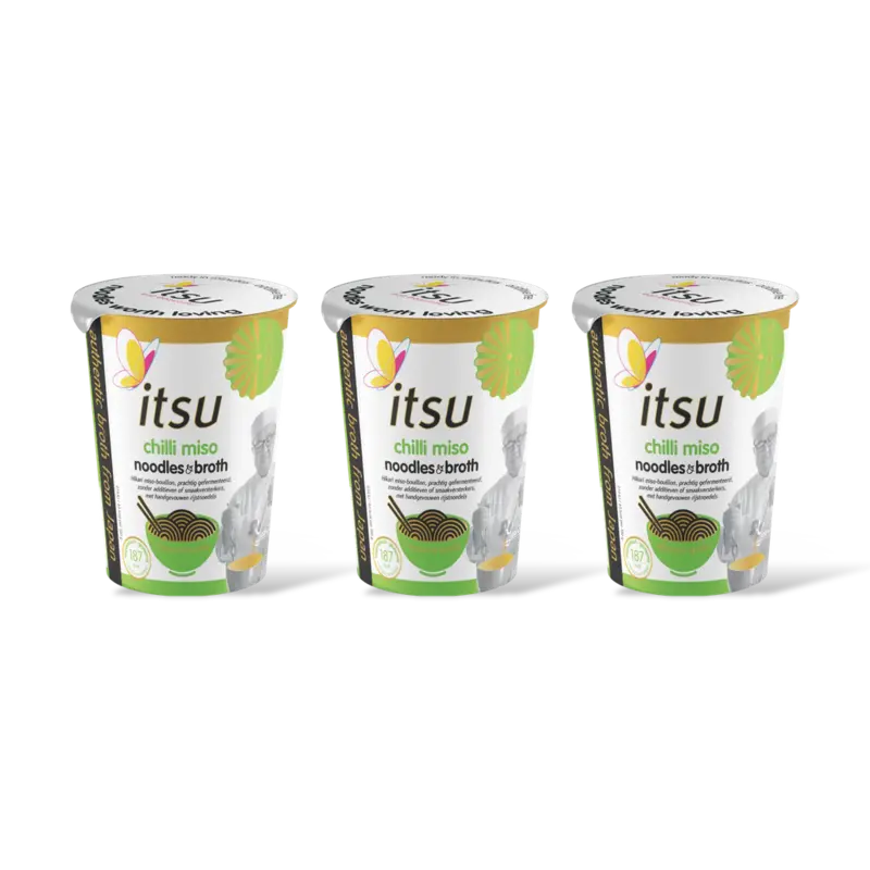 Itsu Chili miso noodles & broth cup 3-pack