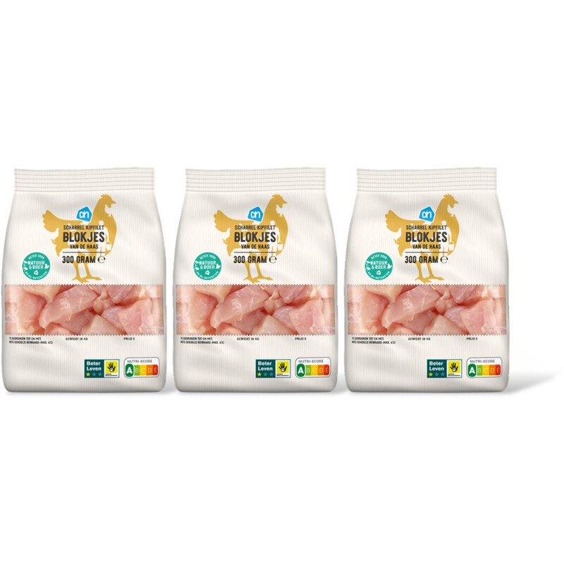 AH Scharrel kipfilet blokjes van haas 3-pck