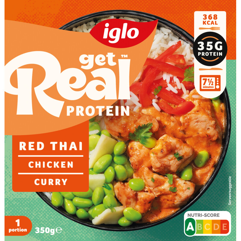 Een afbeelding van Iglo Protein red Thai chicken curry