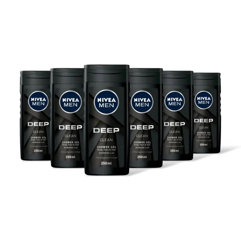 NIVEA Men deep clean shower gel 6-pack