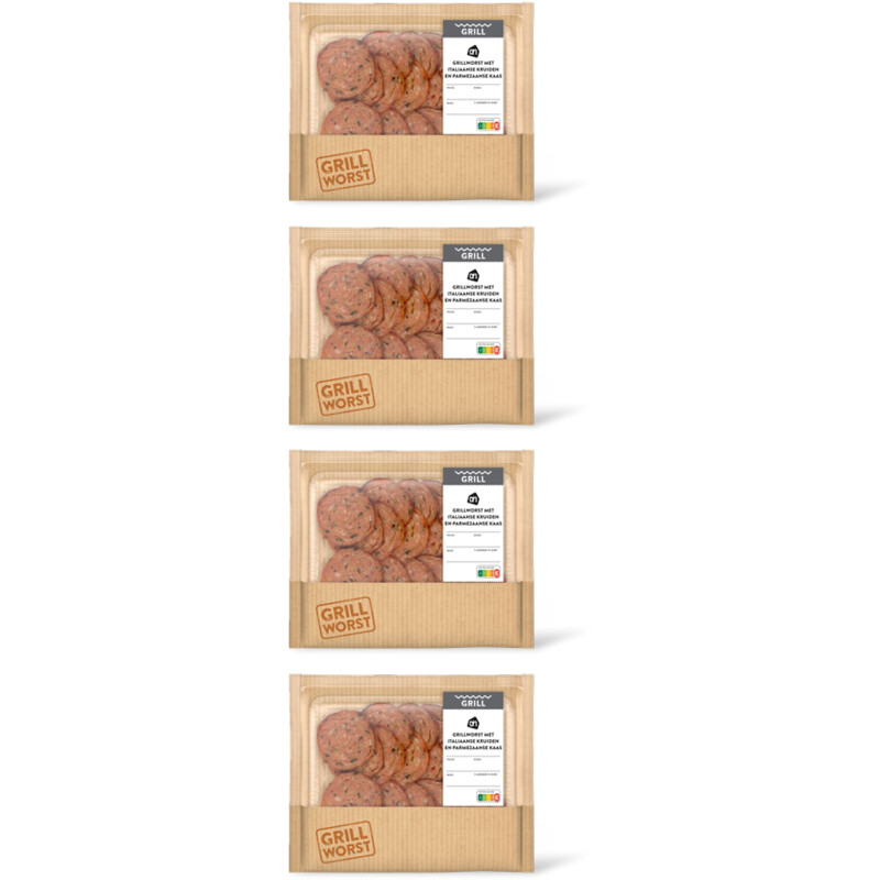 AH Grillworst Italiaanse kruiden kaas 4pack