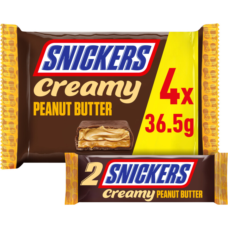 Een afbeelding van Snickers Creamy pindakaas repen