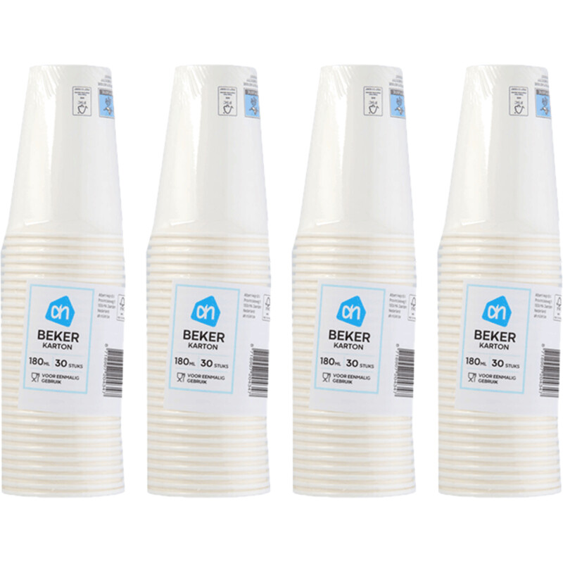 Een afbeelding van AH Kartonnen beker wit 4-pack