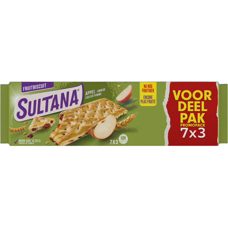 Een afbeelding van Sultana Fruitbiscuit appel voordeelpak