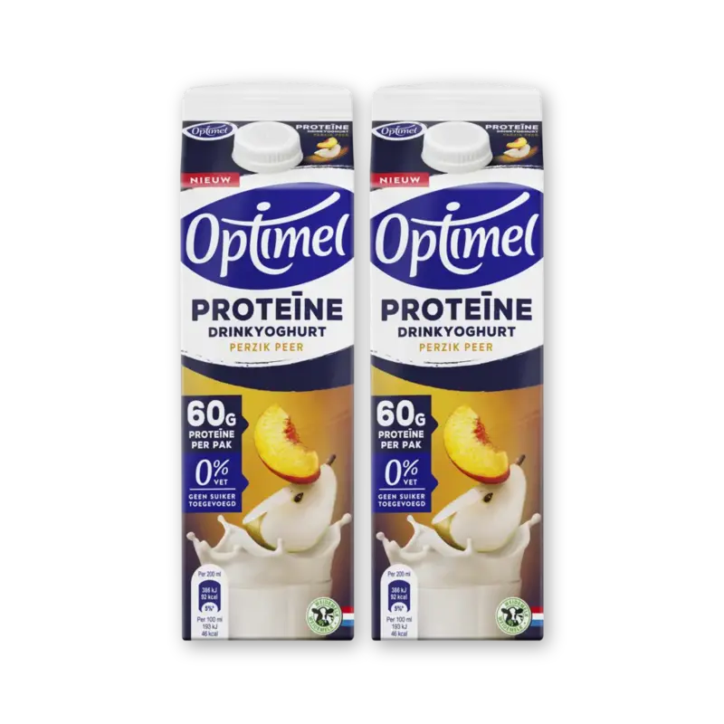 Optimel Proteine drinkyoghurt perzik peer 2-pack