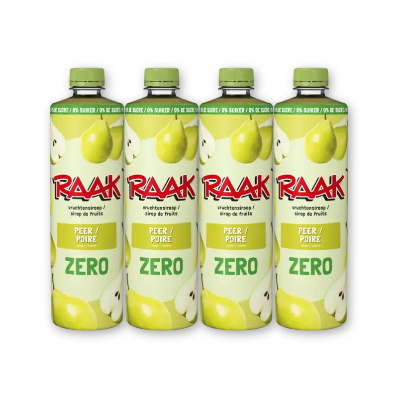 Raak Vruchtensiroop peren zero sugar 4-pack