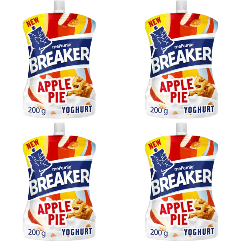 Een afbeelding van Melkunie Breaker apple pie yoghurt 4-pack