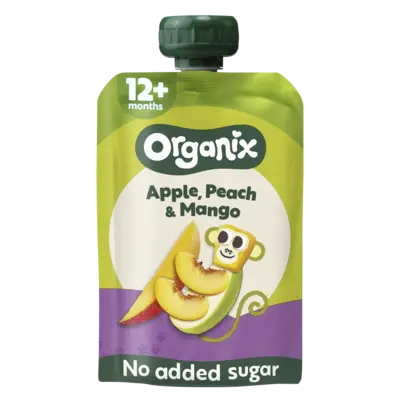 pdp-image-Organix Knijpfruit apple, peach & mango 12m+