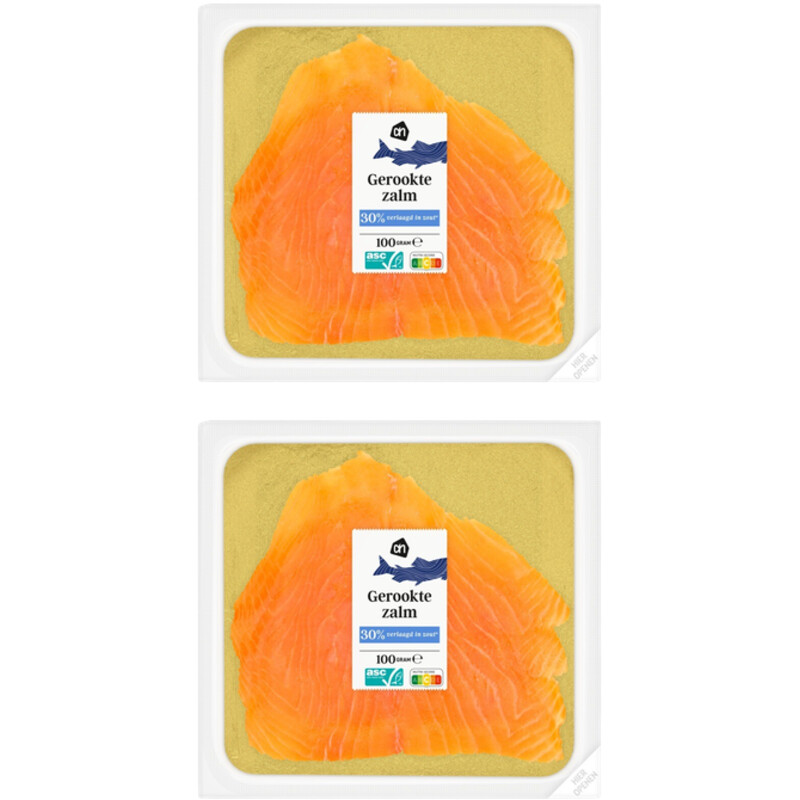 Een afbeelding van AH Gerookte zalm 30% verlaagd zout 2-pack