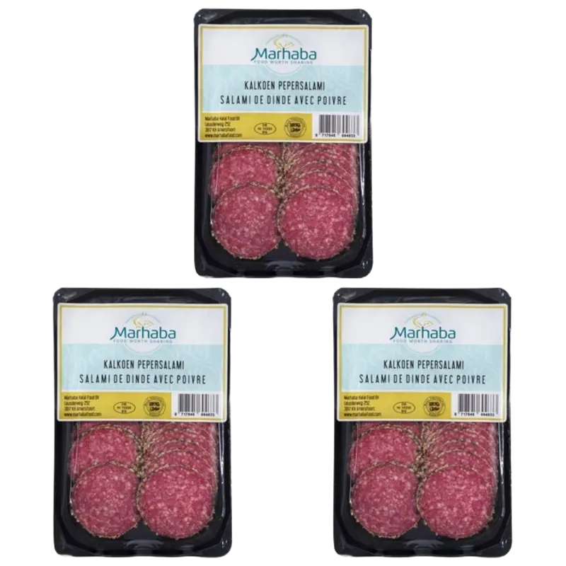 Marhaba Kalkoen pepersalami 3-pack