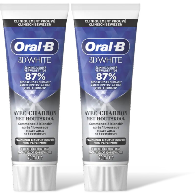 Oral-B 3D White met houtskool tandpasta 2-pack