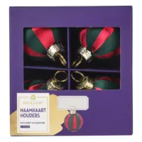 AH Excellent Naamkaarthouder kerstbal satijn