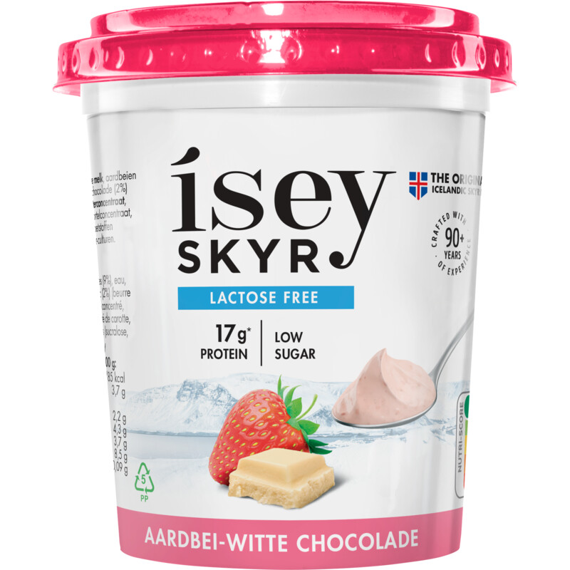Een afbeelding van Isey Skyr aardbei witte chocolade