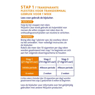 pdp-image-Niquitin Clear 21mg nicotine pleister stap 1