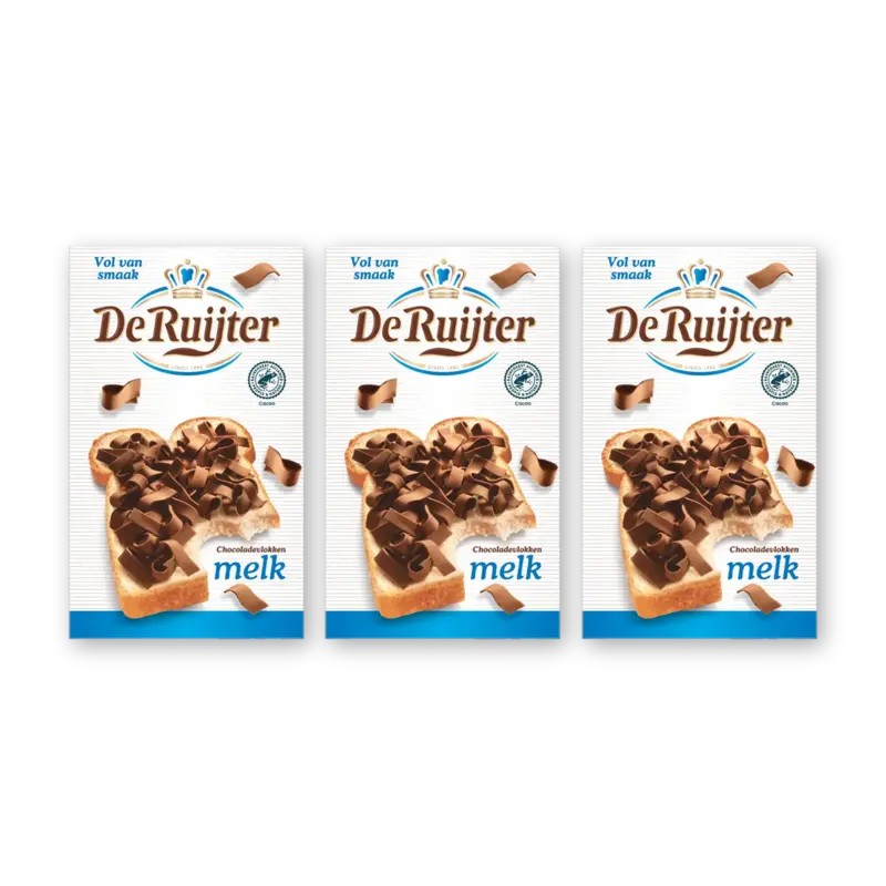 Chocolade vlokken melk 3-pack