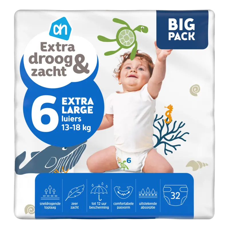 Extra droog en zacht luiers maat 6