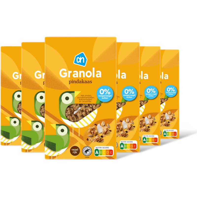 AH Granola pindakaas 0% toegevgd suiker 6pk