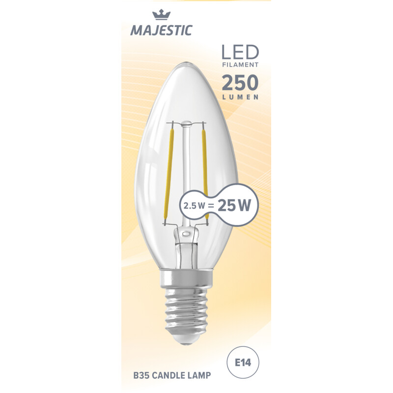 Een afbeelding van Majestic Led fil kaars helder E14 25W
