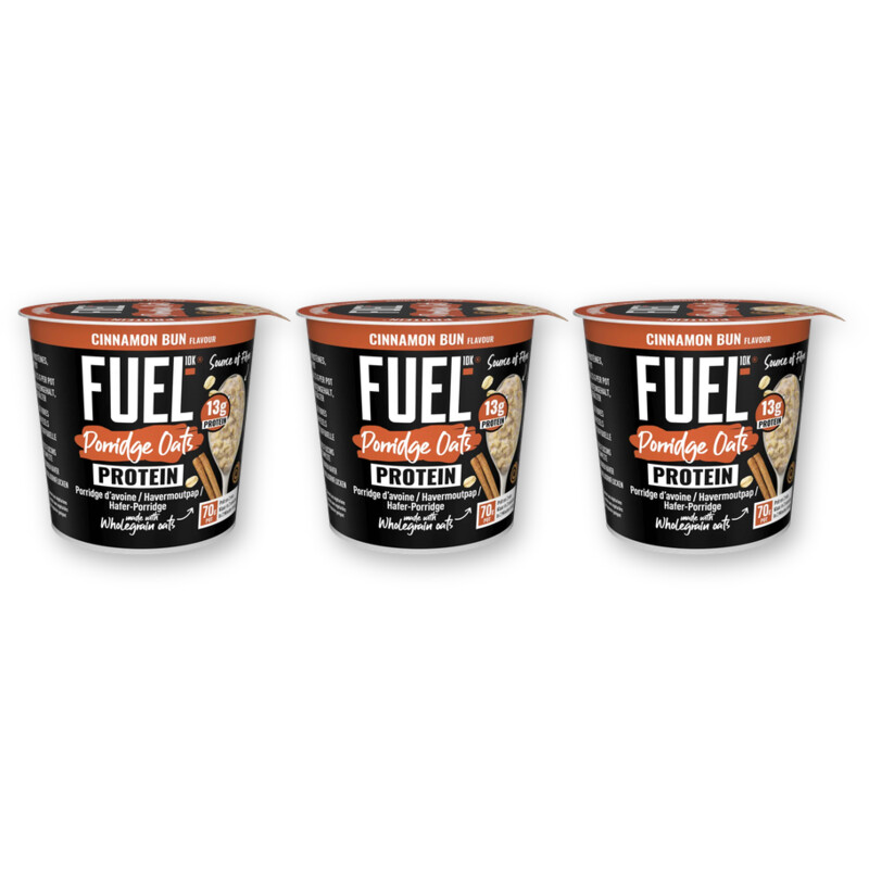 Fuel10K Porridge Oats Pot Cinnamon Bun 3-pack