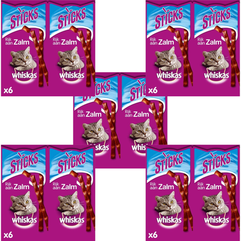 Een afbeelding van Whiskas Sticks - Zalm- 6 Stuks 5-pack