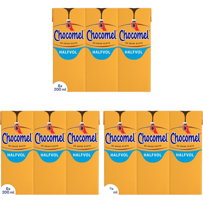 Een afbeelding van Chocomel Halfvol 6x200ml 3-pack