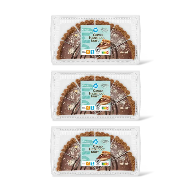 AH Glutenvrij Cacao hazelnoot taart 3-pack