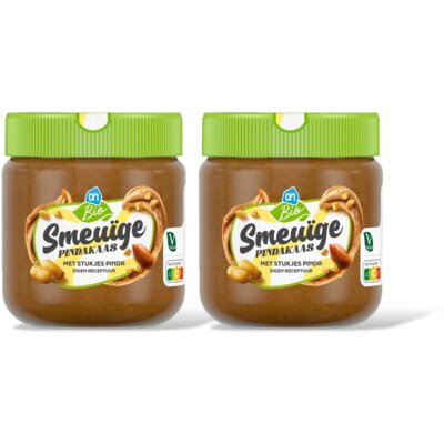 pdp-image-AH Biologisch Smeuige pindakaas met stukjes pinda 2 pk