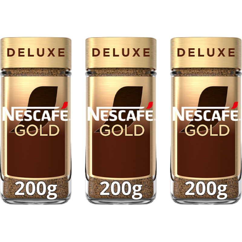 Een afbeelding van Nescafé Gold deluxe oploskoffie 3-pack