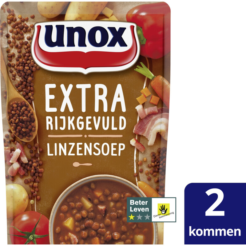 Een afbeelding van Unox Extra rijk gevulde linzensoep