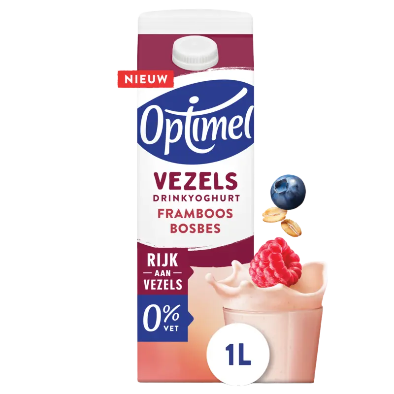 Optimel Drinkyoghurt vezels framboos bosbes
