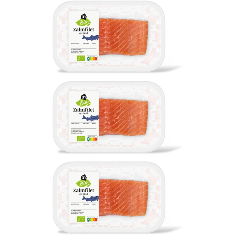 AH Biologisch Zalmfilet op huid 3-pack