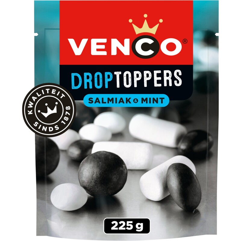 Een afbeelding van Venco Droptoppers salmiak & mint
