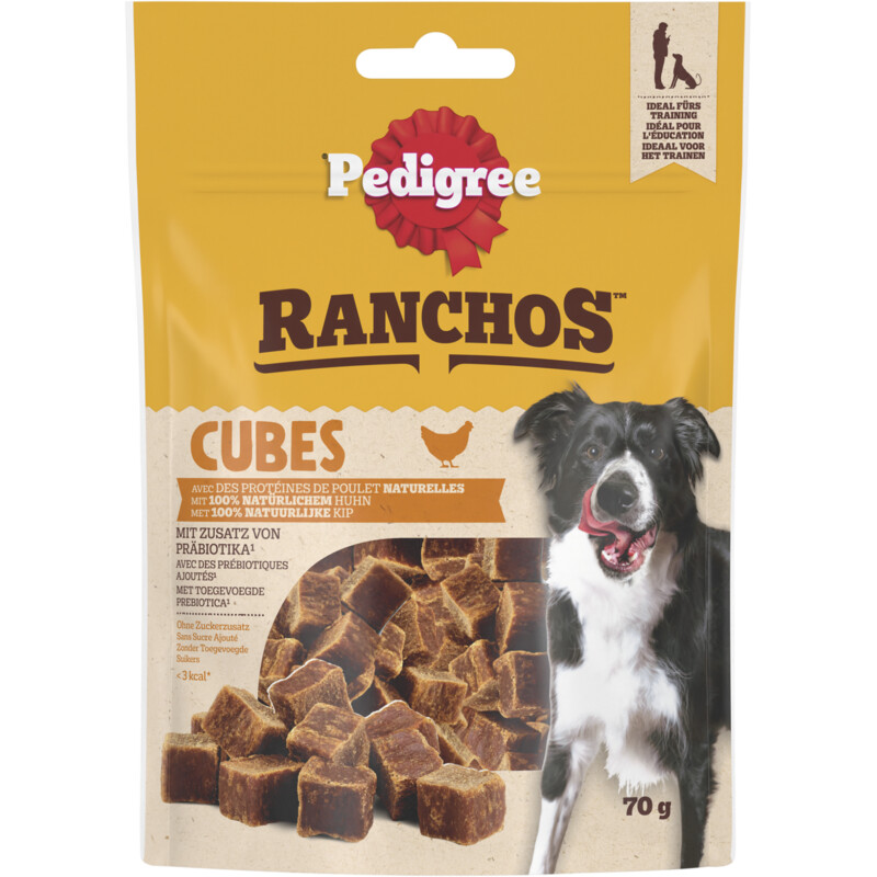 Een afbeelding van Pedigree Ranchos cubes kip